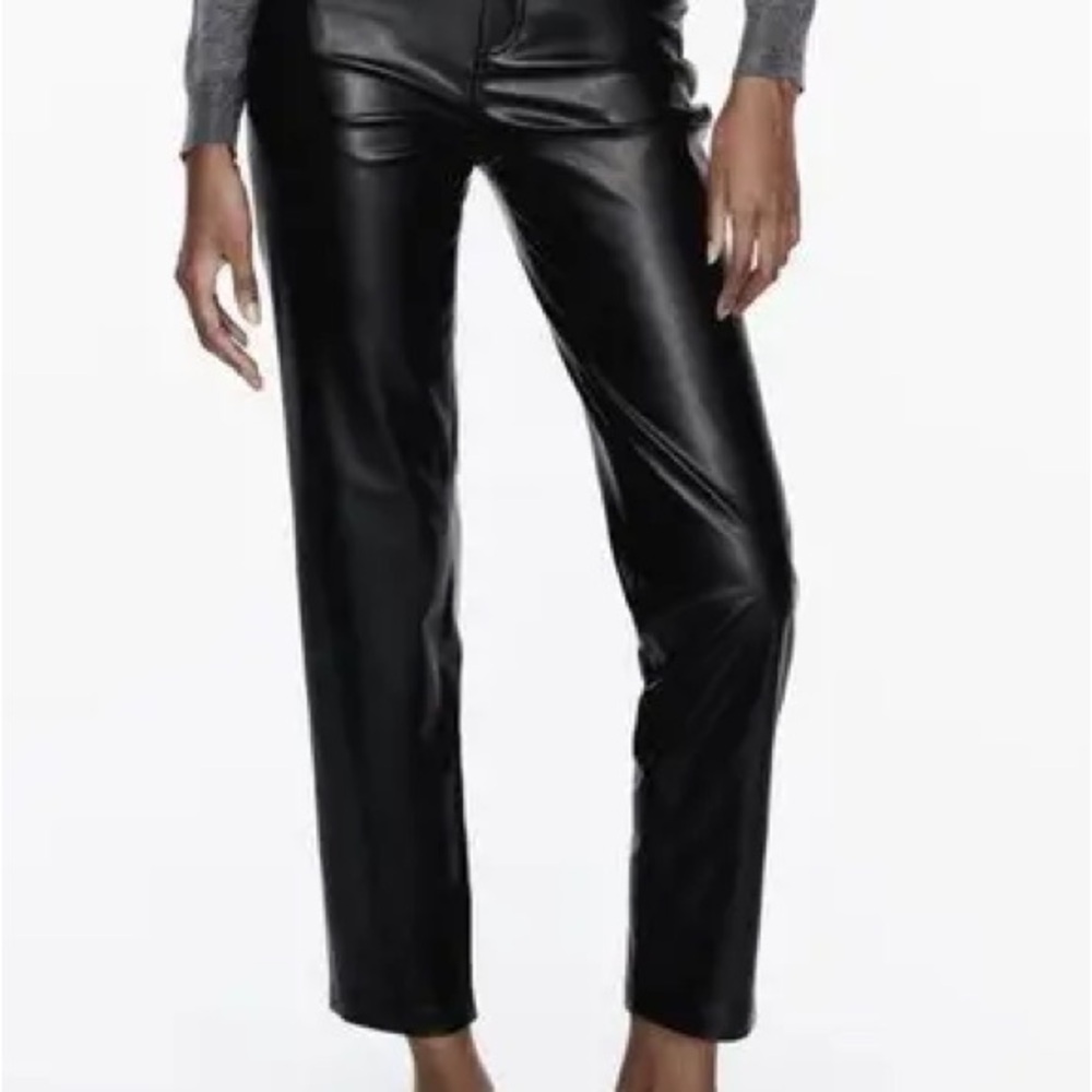 Faux Leather Mom Fit Pants